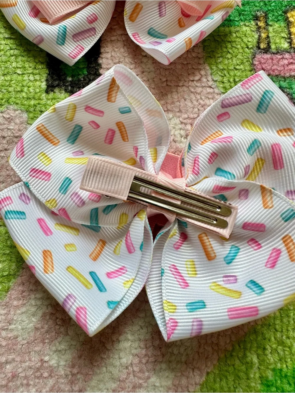 Happy Birthday Pink Sprinkles Layered Bow set with Glitter Numbers 1, 2, 3, 4
